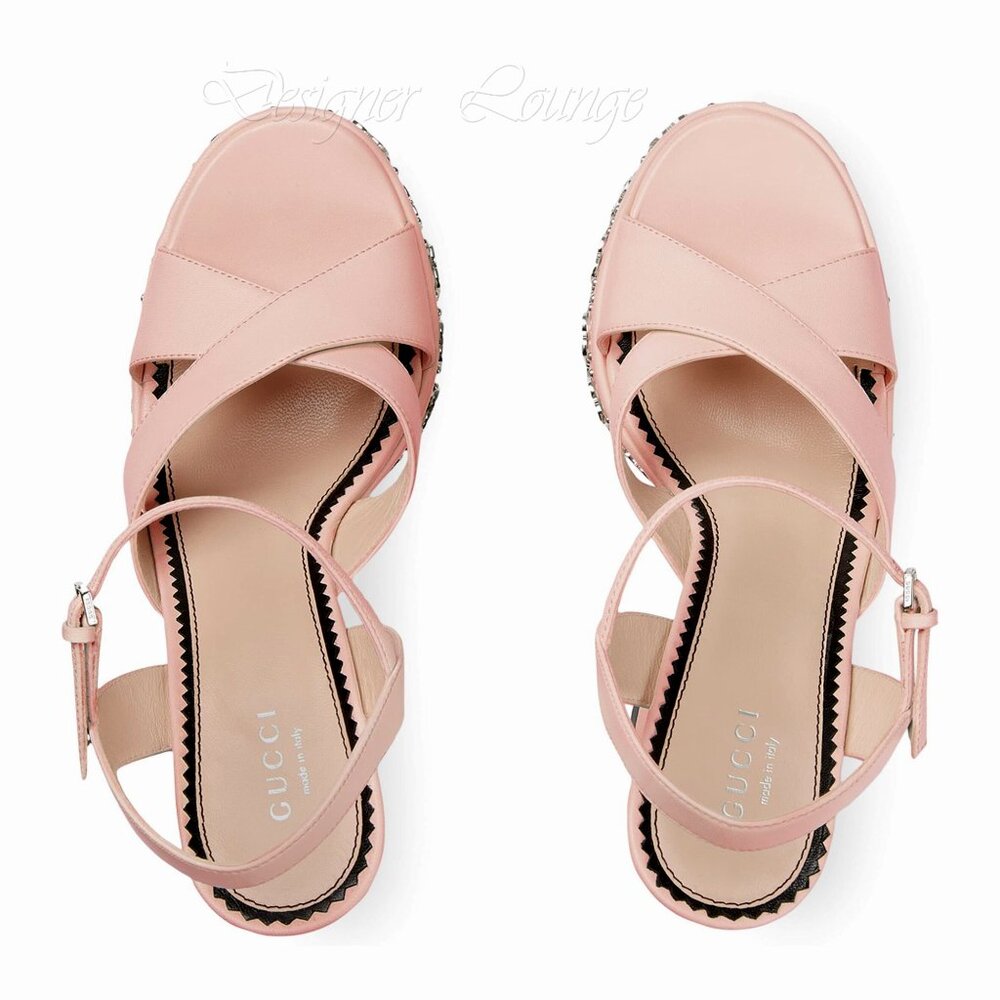 NEW GUCCI Interlocking GG Studs Rose Leather Platform Sandals EU 39.5 US 9.5 - Picture 9 of 12